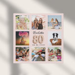 80e verjaardag roos gouden roze aangepaste fotocol imitatie canvas print<br><div class="desc">Een unieke gave voor een 80ste verjaardag, die haar leven viert met een collage van acht van je eigen foto's, afbeeldingen. Pas haar naam en een datum aan en voeg deze toe. Een roos goudkleurige, wazige roze achtergrond. De naam wordt geschreven met een modern handgeschreven stijlmanuscript, nummer 80 met een...</div>