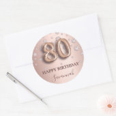 80e verjaardag roos gouden roze diamanten ballonle ronde sticker (Envelop)