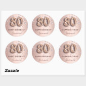 80e verjaardag roos gouden roze diamanten ballonle ronde sticker (Vel)