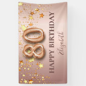 80e verjaardag roos gouden sterren roze ballonscri spandoek (Verticaal)