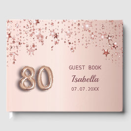 80e verjaardag roos gouden sterren roze chic gastenboek