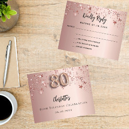 80e verjaardag roos gouden sterren RSVP-budgetkaar