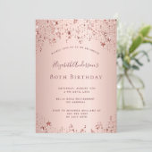 80e verjaardag roos gouden sterren sprinkle kaart (Staand voorkant)