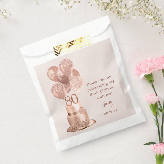 80e verjaardag Roos gouden taart Bedankzakje (Gezegeld)