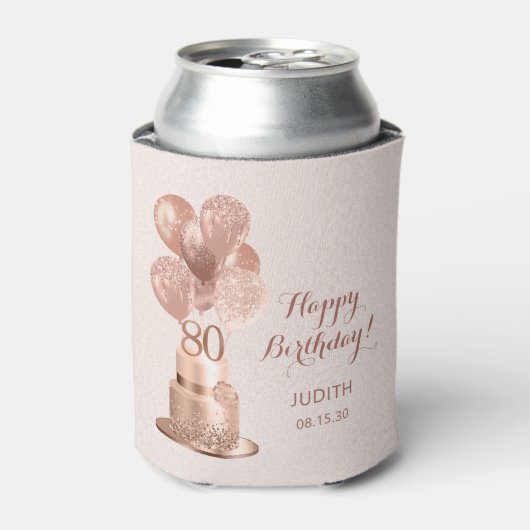 80e verjaardag Roos gouden taart Blikjeskoeler (Blikje Voorkant)