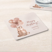 80e verjaardag Roos gouden taart Kartonnen Onderzetters (Schuin)