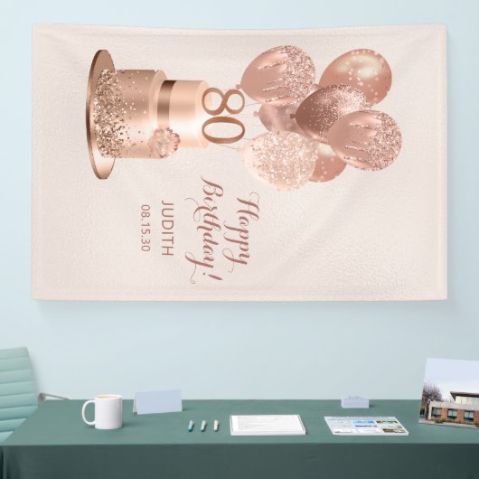 80e verjaardag Roos gouden taart Spandoek (Beurs)