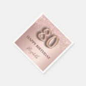 80e verjaardag roos gouden zwarte glitter druppeln servet (Hoek)