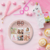 80e verjaardag roos gouden zwarte glitterdruppels papieren bordje (Feest)