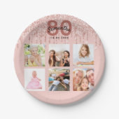 80e verjaardag roos gouden zwarte glitterdruppels papieren bordje (Voorkant)