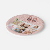 80e verjaardag roos gouden zwarte glitterdruppels papieren bordje (Gekanteld)