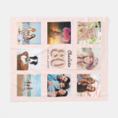 80e verjaardag roos goudroze foto collage naam fleece deken (Voorkant (Horizontaal))