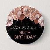 80e verjaardag Roze ballonnen Ronde Button 7,6 Cm (Voorkant)