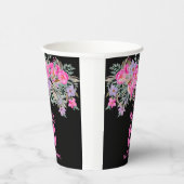 80e verjaardag roze bloemenpapier bekers (Rechts)