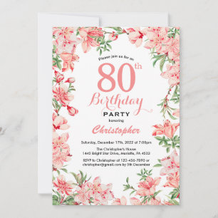 80e verjaardag Roze Boho botanische bloemen Kaart