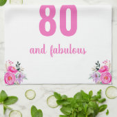 80e verjaardag roze floral Unique Theedoek (Gevouwen)