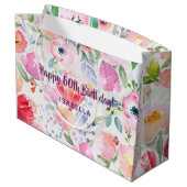 80e verjaardag roze florale monogram patroon groot cadeauzakje (Achterkant Gekanteld)