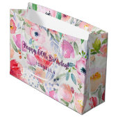 80e verjaardag roze florale monogram patroon groot cadeauzakje (Voorkant Gekanteld)