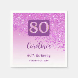 80e Verjaardag  Roze Glitter Servetten