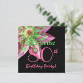 80e verjaardag roze groene ventilator W1445 Kaart (Staand voorkant)