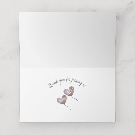 80e verjaardag roze hartballon plaatskaart plaatskaartje (Binnenkant ongevouwen)