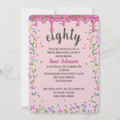 80e verjaardag roze ijsjes en strooisel kaart (Voorkant)