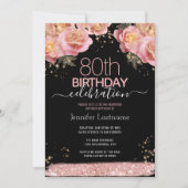 80e verjaardag Roze kiezelsteen Kaart (Voorkant)