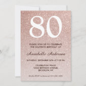 80e verjaardag Roze Rose Gold Glitter Sparkle Ombr Kaart (Voorkant)