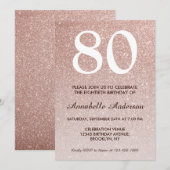 80e verjaardag Roze Rose Gold Glitter Sparkle Ombr Kaart (Voorkant / Achterkant)