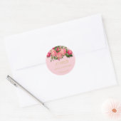 80e verjaardag Roze Roses Floral Achtste Ronde Sticker (Envelop)