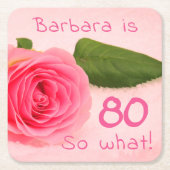 80e verjaardag Roze roze roze roze Inspirerend Kartonnen Onderzetters (Voorkant)