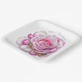 80e verjaardag Roze rozen en mousserende diamanten Papieren Bordje (Gebogen)