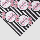 80e verjaardag roze rozen zwarte witte strepen tissuepapier (Detail)