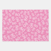 80e verjaardag Roze & Witte nummerpatroon 80 Inpakpapier Vel (Voorkant)