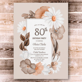 80e verjaardag Rustic Boho Floral Party Kaart