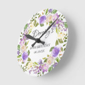 80e verjaardag Rustic Paarse Floral Ronde Klok (Hoek)
