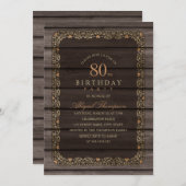 80e verjaardag Rustic Wood Fancy Land Party Kaart (Voorkant / Achterkant)