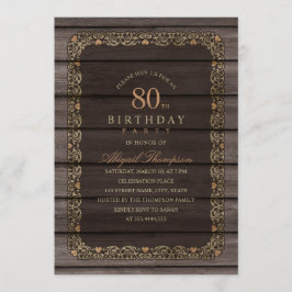 80e verjaardag Rustic Wood Fancy Land Party Kaart