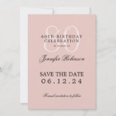 80e verjaardag Save the Date Blush Pink Kaart (Voorkant)