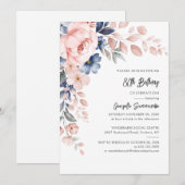 80e verjaardag Script roze bloemfeest Kaart (Voorkant / Achterkant)