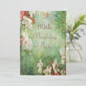 80e verjaardag Shabby Chic Hibiscus Flowers Kaart (Staand voorkant)