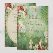 80e verjaardag Shabby Chic Hibiscus Flowers Kaart (Voorkant / Achterkant)