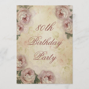 80e verjaardag Shabby Chic Rozen en Kant Kaart