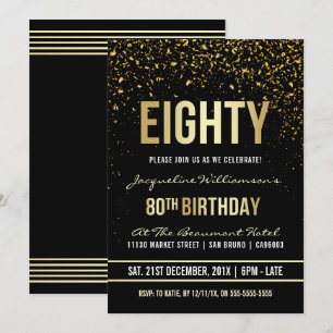 80e verjaardag   Shimmering Gold Confetti Kaart