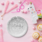 80e verjaardag Silver Bokeh Sparkle Lights Papieren Bordje (Feest)