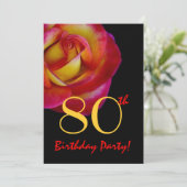 80e verjaardag Sjabloon - Rood en Geel Rozen Kaart (Staand voorkant)