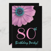 80e verjaardag Sjabloon - Roze dag Kaart (Voorkant / Achterkant)