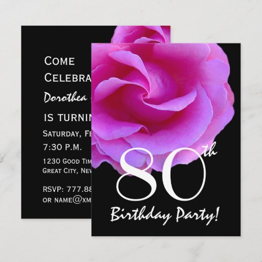 80e verjaardag Sjabloon roze roze roze roze voor h Kaart (Voorkant / Achterkant)