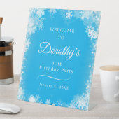 80e verjaardag Sneeuwvlok Blauw Welkom Reclamebord Met Voetstuk (Insitu)