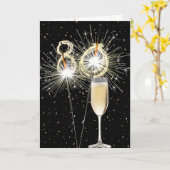80e verjaardag Sparklers met witte wijn Kaart (Gele Bloem)